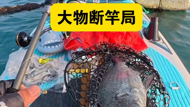 Cần câu bị đứt, ván chèo cũng bị thủng lốp; về thay cần xong lại chạy ra đánh tiếp hiệp hai
