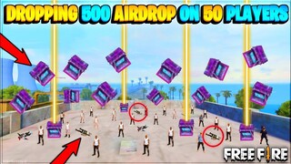 Dropping  500 AirDrop On 50 Players On Factory Roof - Free Fire Funny Challenge - Garena Free Fire