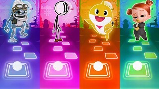 Crazy Frog vs Henry Stickmin vs Baby Shark vs Boss Baby | Tiles Hop EDM Rush