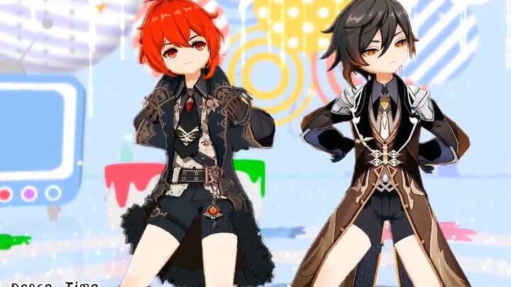 Positive☆Dance Time of Little Zhongli and Little Diluk~Positive☆Dance Time [Genshin Impact MMD|Remod
