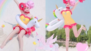 Cosplay girl in unicorn dress