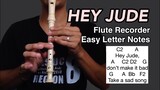 HEY JUDE by The Beatles (Flute Recorder Easy Letter Notes / Flute Chords)