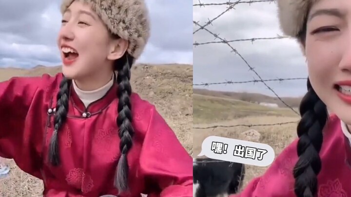 Mongolian girl takes her dog for a walk… straight into Russia! The pup’s having a blast next door, w