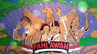 menggambar pahlawan nasional di dinding sekolah Dasar