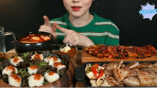 Thịt ba chỉ, cơm cuộn, canh tàu hủ 1 #amthuc