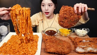 [Mukbang TV] - Sườn tảng chiên xù cùng với mì gà cay | ASRM