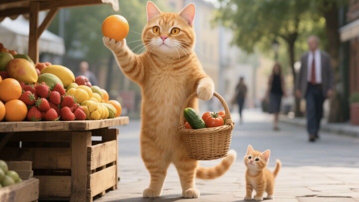 Naughty kitten was caught by bad guys. Mama cat rescued it and a lost American S