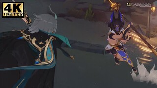 「4K Genshin Impact」Alhaitham vs Cyno Fight Scene