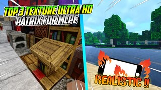 TOP 3 TEXTURE PACK ULTRA HD MINECRAFT PE | Patrix in MCPE 1.16+