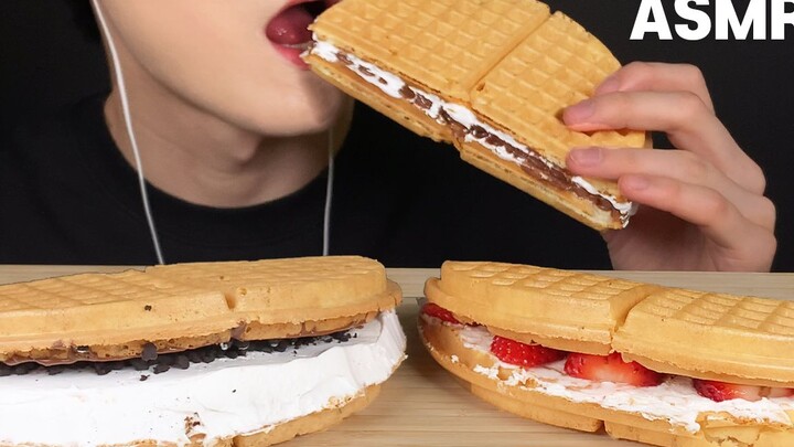 [Mukbang] Ăn bánh waffle nhân kem và trái cây siêu ngon