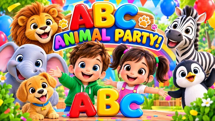 ABC Animal Party 🎉 | Learn A to Z with Cute Animals | Kids Alphabet Song