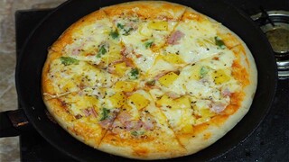 วิธีทำพิซซ่าง่ายๆ อบในกะทะง่ายๆ  สูตรแป้งหนานุ่ม /ฺBake pizza in pan