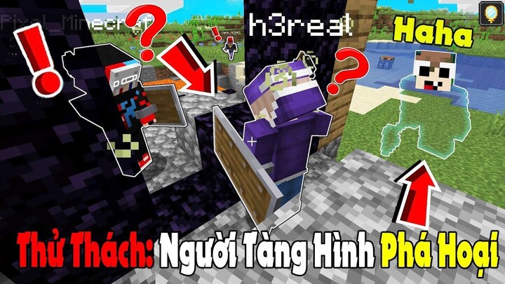 MINECRAFT THỬ THÁCH người tàng hình TROLL phá hoại chế tạo cổng địa ngục siêu bựa...