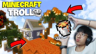 TROLL NOOB BẰNG THẦN LỬA VÀ LÀM NGẬP ĐẢO SKYBLOCK BẰNG LAVA *TROLL LAVA 1000 ĐỘ (Minecraft Troll)