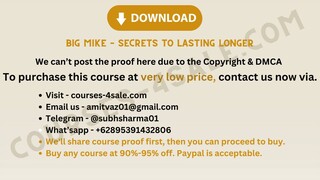 [Course-4sale.com]- Big Mike – Secrets To Lasting Longer