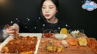 Mì Shin Ramyun, Chapagetti xào, gà rán phủ ớt, bạch tụt, khoai chiên 6 #amthuc