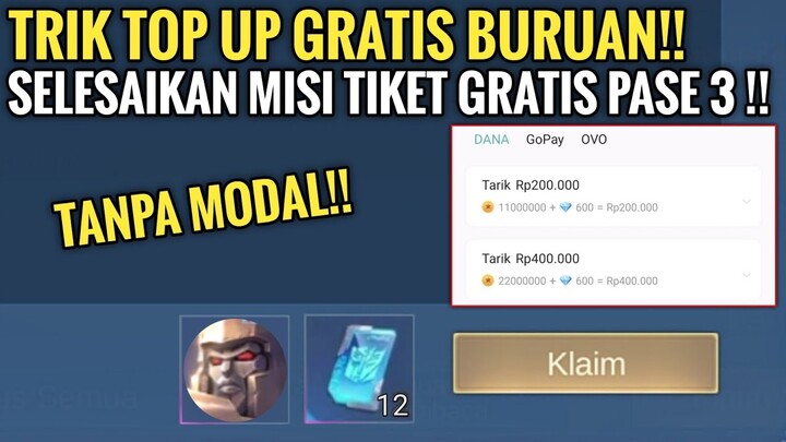 TRIK TOP UP GRATIS TIKET TRANSFORMER PASE KE 3 DI JAMIN DAPAT SKIN PERMANEN - MOBILE LEGENDS