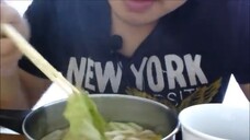 ASMR EATING SOUNDS - 우동UDON, HAM PIECES, SLAW AND APPLE JUICE