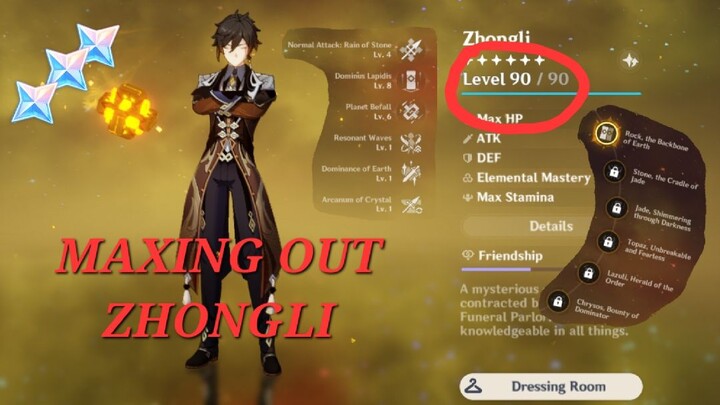 Maxing out zhongli in genshin impact ! |Genshin impact |