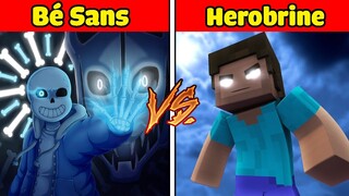 bqThanh Triệu Hồi HEROBRINE Đấu Với BÉ SANS Xem Ai Lợi Hại Hơn Trong Minecraft