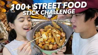 100+ STREET FOOD STICK CHALLENGE | Ranz and Niana