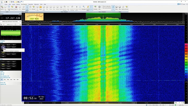 17217 Khz  -The Finnish Ministry of Foreign Affairs' SkyOFDM 28 modem with two s