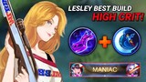 LESLEY USERS, TRY THIS HIGH CRITICAL BUILDS! (EASY MANIAC) TOP GLOBAL LESLEY RANK GAMEPLAY - MLBB
