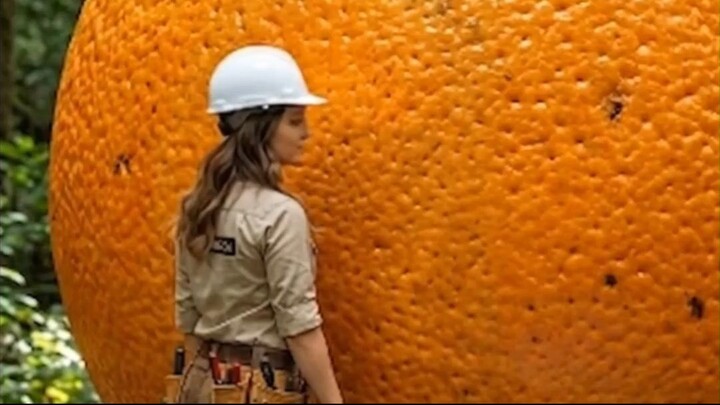 AI Building a Cyberpunk World Inside a Giant Orange (Satisfying Time-lapse)