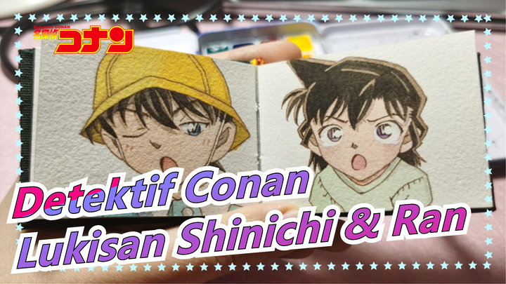 [Detektif Conan / Menyalin Lukisan / Cat Air] Shinichi & Ran di TK / Proses Mewarnai