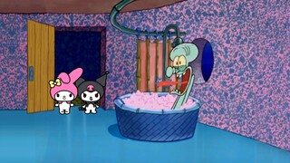My Melody and Kuromi/my 2 sisters-in-law drops by Squidward's house