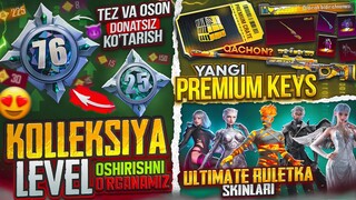 ⚡️ KOLLEKSIYA LEVELINI OSHIRISHNI O'RGANAMIZ - 🔥 YANGI PREMIUM KEYS va 🥵 3.2 VERSIYA barcha SKINLARI