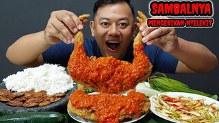 MUKBANG AYAM GORENG CRISPY MANDI CABE SETAN KAREDOK PETE CINA + JENGKOL + IKAN ASIN + LALAPAN MENTAH