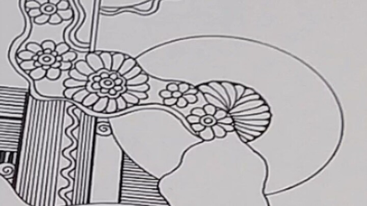花卉形禅绕图 Zentangle - Florals pattern  #zentangle #learntodraw #creativehealing #禅绕画 #疗愈绘画 #初学禅绕图
