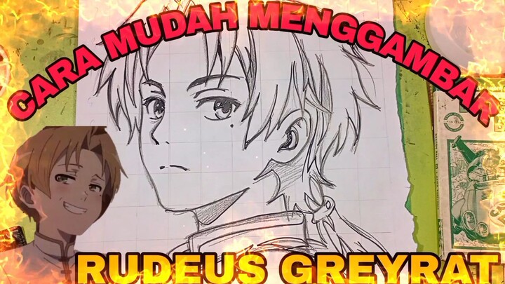 cara mudah menggambar Rudeus greyrat