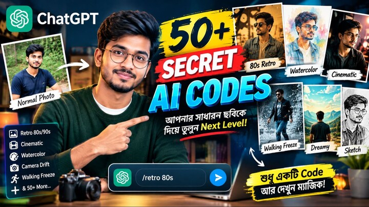 ChatGPT-এর 50+ SECRET AI Codes 🤯 | এক ক্লিকেই 80s Retro