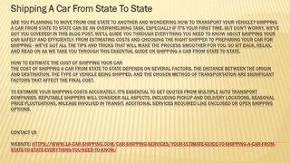 Shipping A Car From State To State