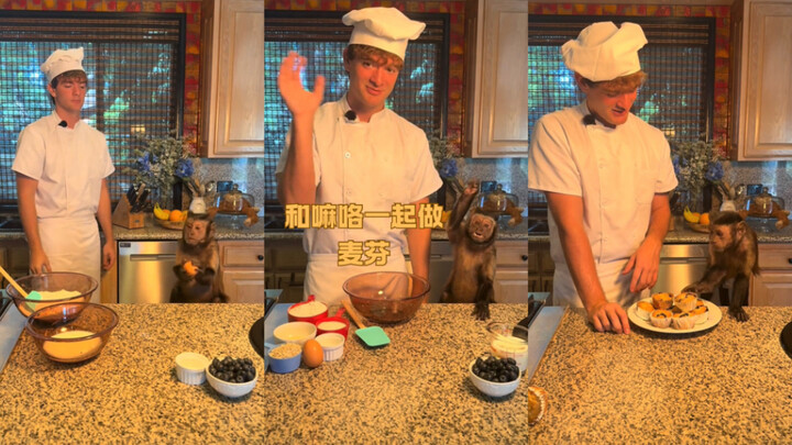 Making muffins with a monkey 🧁