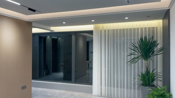 Definitely don’t install fabric curtains on a large balcony! A sheer, semi-transparent curtain lets 