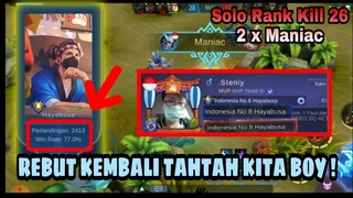 Push Top Global Hayabusa Lagi ! Solo Rank Maniac 2x Hyper Carry ! Mobile legends !