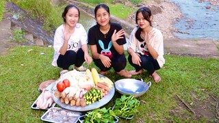 ĐẠI TIỆC NỒI LẨU SIÊU TO CÙNG EM GÁI MƯỜNG BÊN BỜ SUỐI | TRAI BẢN