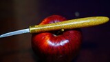 [DIY]Ukiran kata 'Bergembiralah' di sebuah apel
