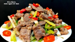 BÒ XÀO HÀNH LÁ đơn giản mà thơm ngon - món ngon dễ làm