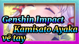 Kamisato Ayaka "Cò trắng, trên bầu trời trong trẻo." | Genshin Impact vẽ tay