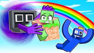 One Block SKYBLOCK with PURPLE ROBLOX RAINBOW FRIENDS in Minecraft!