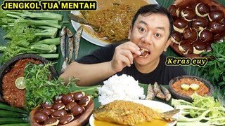 MUKBANG BATANG PEPAYA MENTAH JENGKOL MENTAH  IKAN ASIN SAMBAL TERASI  GULAI  IKAN MAS