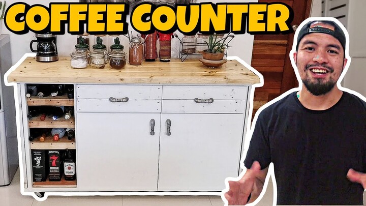 How To Build A Coffee/Snack Counter with A Wine Rack | DIY Furniture Build