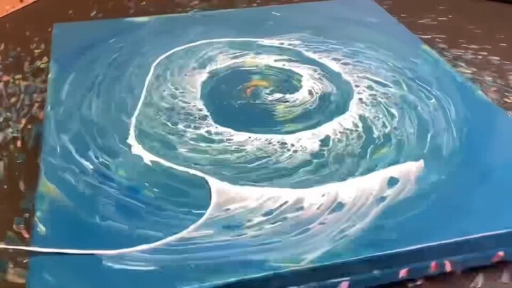 موجة بحر مرسومة بخيط واحد