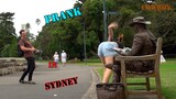 #Cowboy_prank in Sydney  awesome reactions.don't miss it lelucon statue prank. luco patung