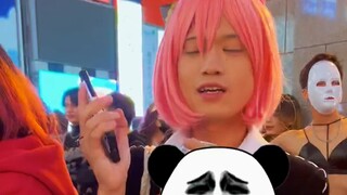 How many anime characters can you recognize during the intense shopping spree on Halloween?