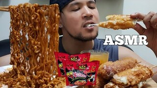 2X SAMYANG FIRE NOODLES CHALLENGE  , MOZZARELLA CORN DOG | ASMR MUKBANG